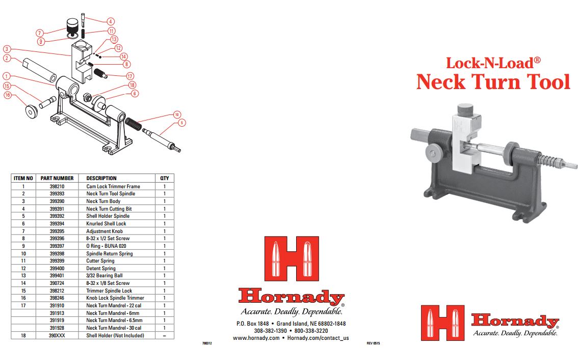 HORNADY Neck Turn Tool Pilot Set Screw 8-32 x 1/8 #390724