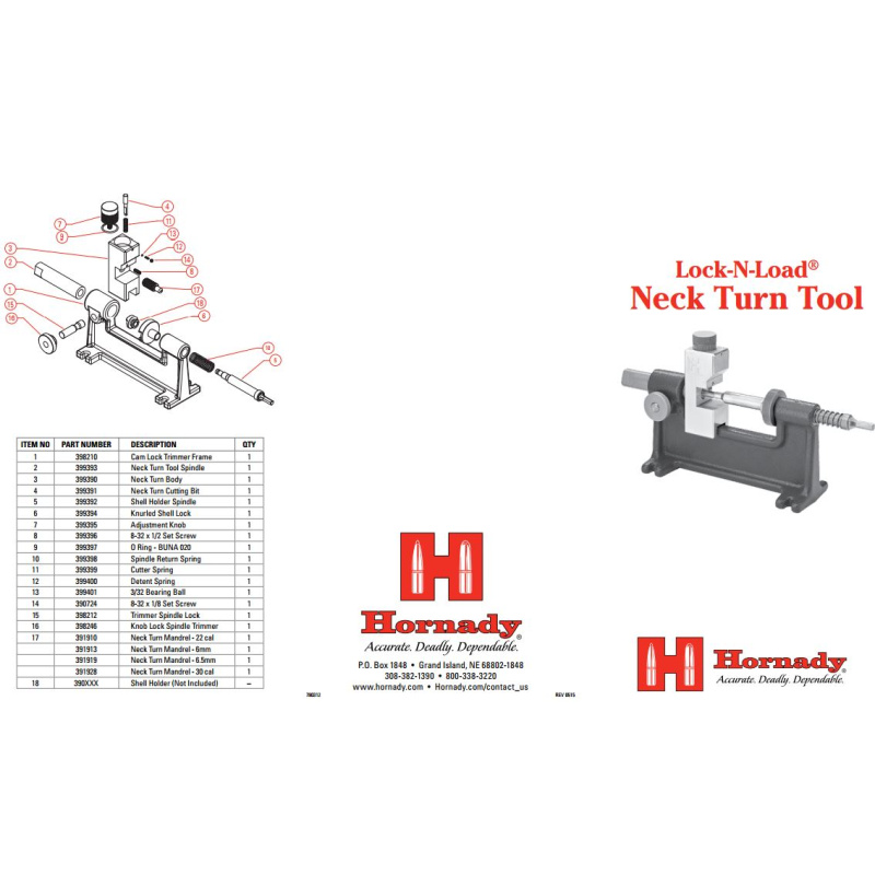 HORNADY Neck Turn Tool Spindle Return Spring #399398 | Pezzi di ...