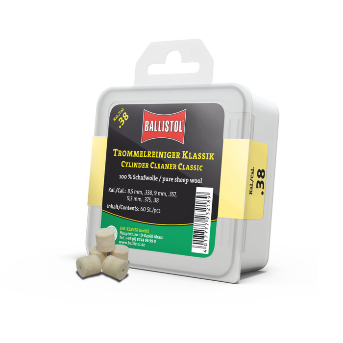 BALLISTOL Feltrini Classici per la Pulizia di Cilindri da Revolver cal.38 (60pz)