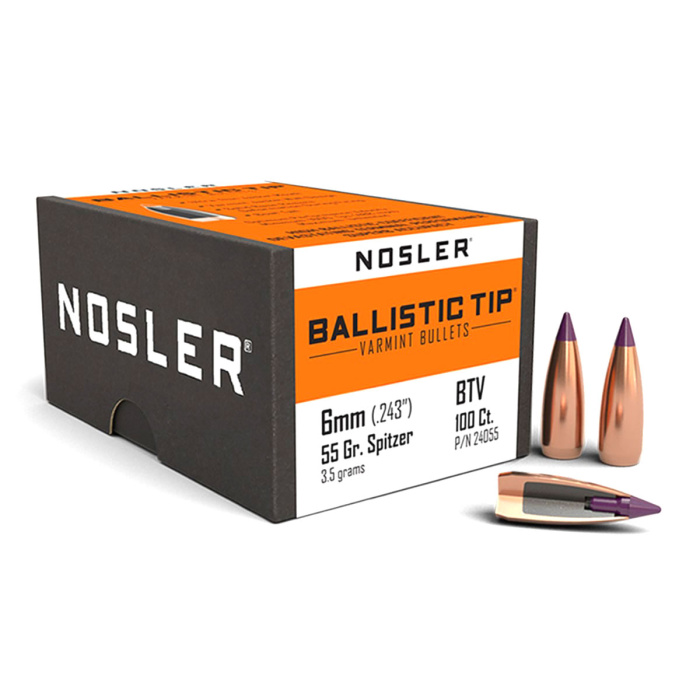 NOSLER Palle Ballistic Tip 243" 55gr SP Lila Spitze #24055 (100pz)