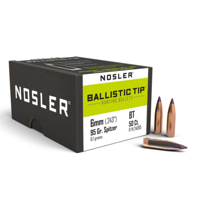 NOSLER Palle Ballistic Tip 243" 95gr SP Purple Tip #24095 (50pz)