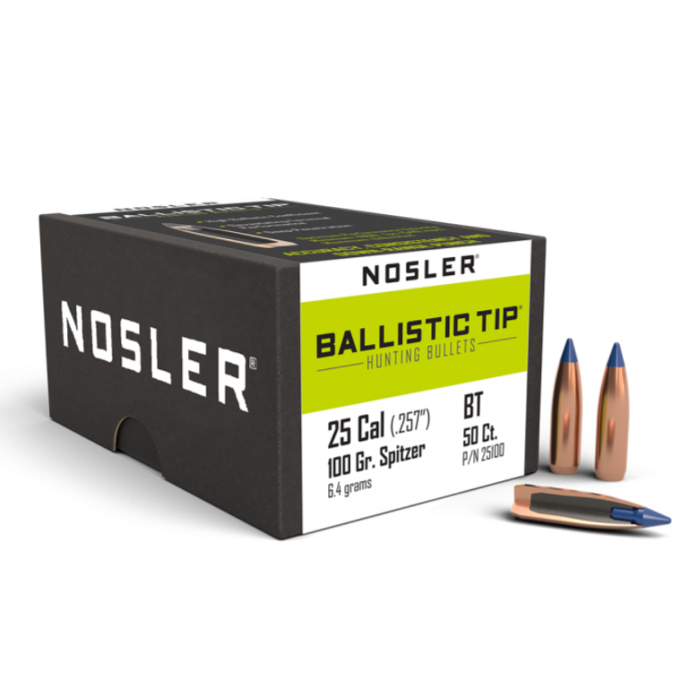 NOSLER Palle Ballistic Tip 257" 100gr SP Blue Tip #25100 (50pz)