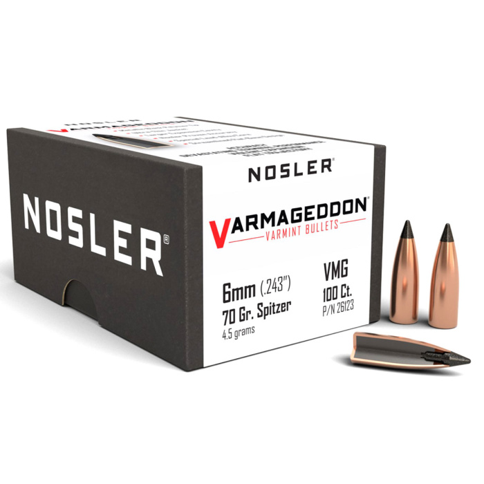 NOSLER Geschoss Varmageddon 243" 70gr FB Tipped Metallic-Schwarz-Spitze #26123 (100pz)