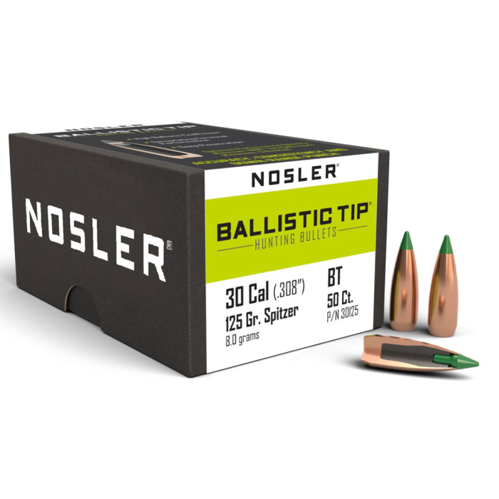 NOSLER Palle Ballistic Tip 308" 125gr SP Green Tip #30125 (50pz)