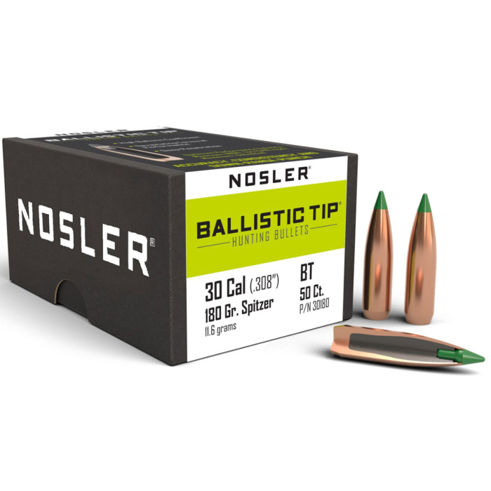 NOSLER Palle Ballistic Tip 308" 180gr SP Green Tip #30180 (50pz)