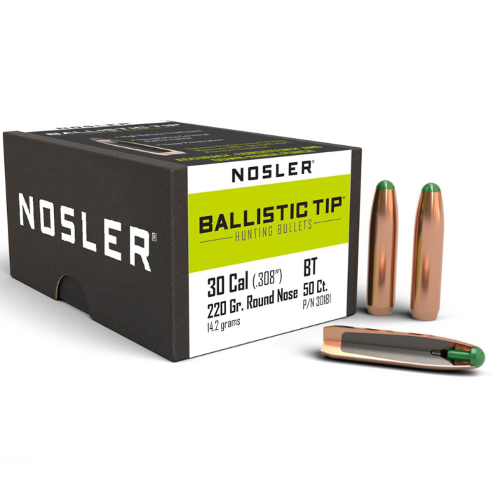 NOSLER Palle Ballistic Tip 308" 220gr RN Subsonic #30181 (50pz)