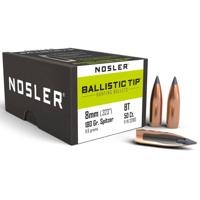 NOSLER Palle Ballistic Tip 323" 180gr SP Gunmetal Tip #32180 (50pz)
