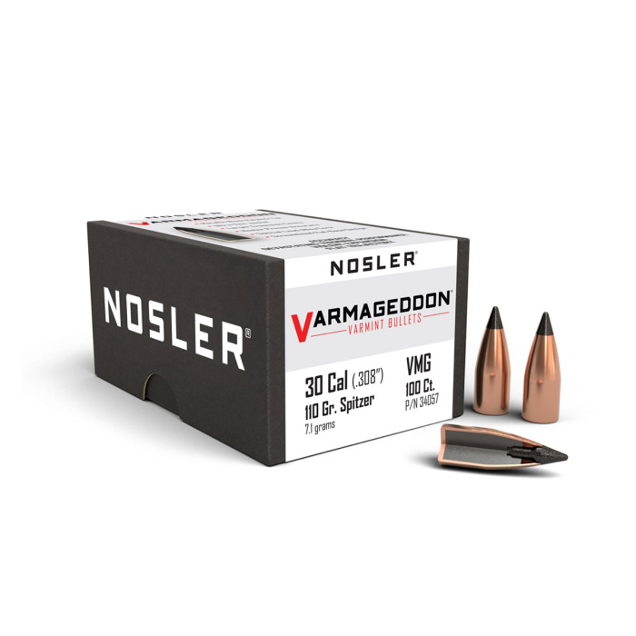 NOSLER Palle Varmageddon 308" 110gr FB Tipped Metallic-Black-Tip #34057 (100pz)