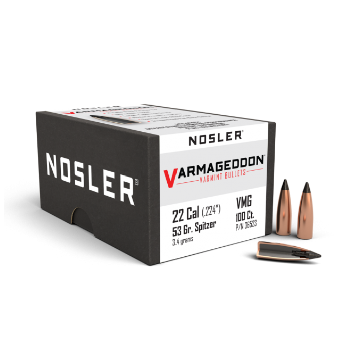 NOSLER Palle Varmageddon 224" 53gr FB Tipped Metallic-Black-Tip #36523 (100pz)
