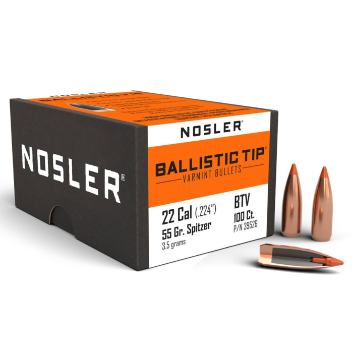 NOSLER Bullets Ballistic Tip 224" 55gr SP Orange Tip #39526 (100pcs)