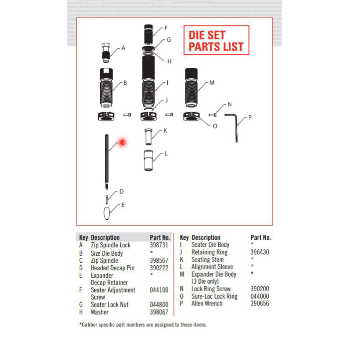 HORNADY Threaded Zip New Dim. Rifle Die #398567 