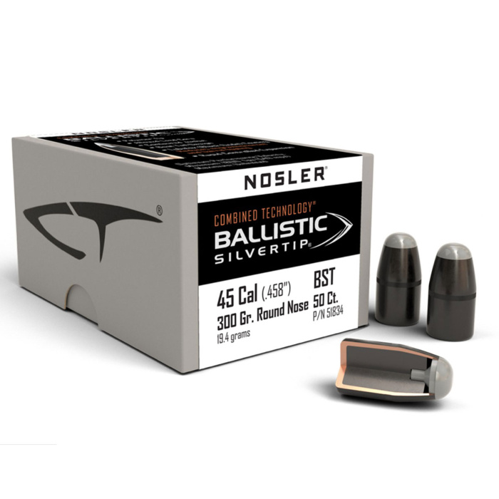 NOSLER Ballistic Silver Tip Bullets 458" 300gr RN #51834 (50pcs)