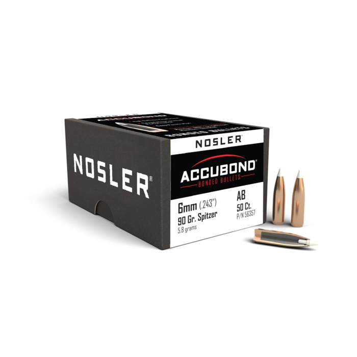 NOSLER AccuBond Bullets 243" 90gr SP #56357 (50pcs)