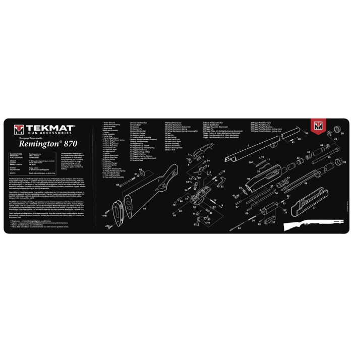 TEKMAT Remington 870 Gun Cleaning Mat Tappetino Pulizia Armi con Esploso #R36-REM-870