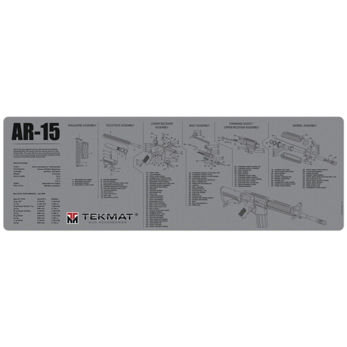 TEKMAT AR-15 Grey Gun Cleaning Mat Tappetino Pulizia Armi con Esploso #R36-AR15-GY