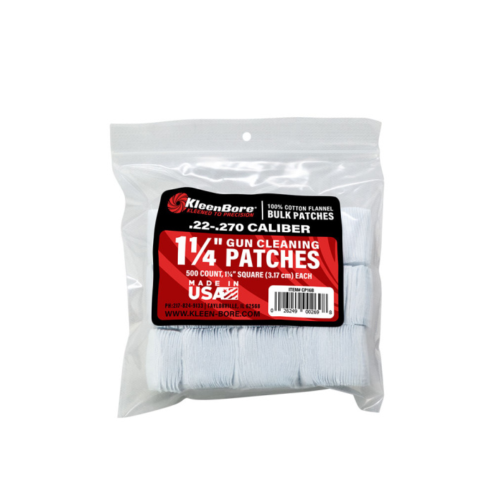 KLEENBORE Pezzuole in Cotone 1,25″ per cal .22/.270 (500 pezzi) #CP16B