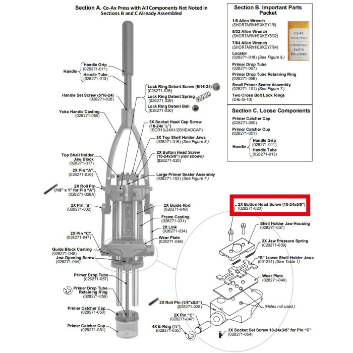 FORSTER Pièce de rechange pour presse CO-AX Bouton Tête Vis #028271-020
