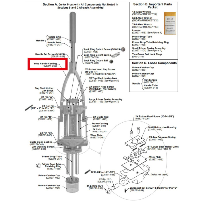 FORSTER Repuesto para Prensa CO-AX Yugo Asa Fundición #028271-055