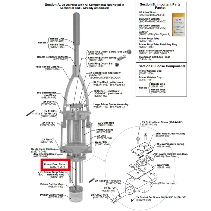 FORSTER Repuesto para Prensa CO-AX Primer Drop Tube #028271-057