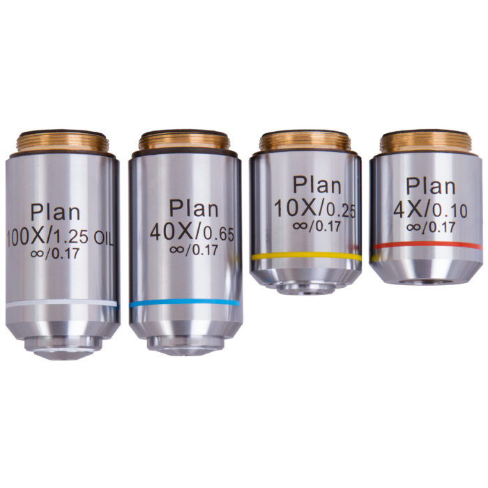 Levenhuk 1000 Plan Objectives Set, 4x, 10x, 40xs, 100xs (oil) #72789