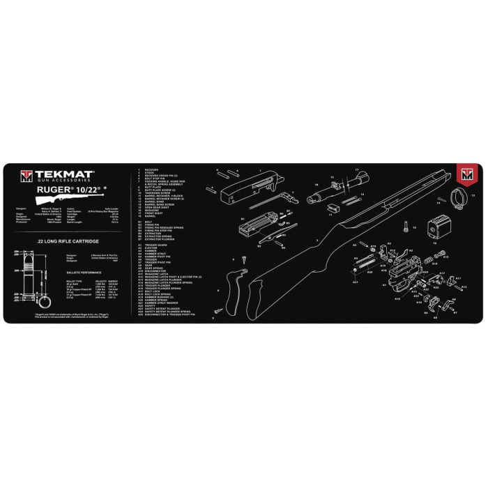 TEKMAT Ruger 10/22 Gun Cleaning Mat Tappetino Pulizia Armi con Esploso #R36-1022