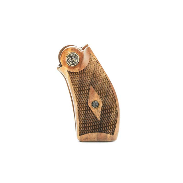 S&W Wooden Grips N Round Legacy Walnut Checkered with Bronze Medallions