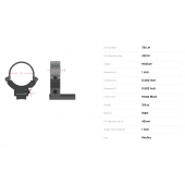 WARNE 7.3/22 per scina 11mm Anelli 1&quot; Medi con Leva #721LM