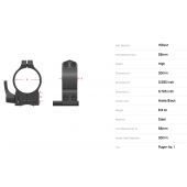 WARNE Attacco per RUGER No.1 Anelli 1&quot; Alti con Leva #2RLM